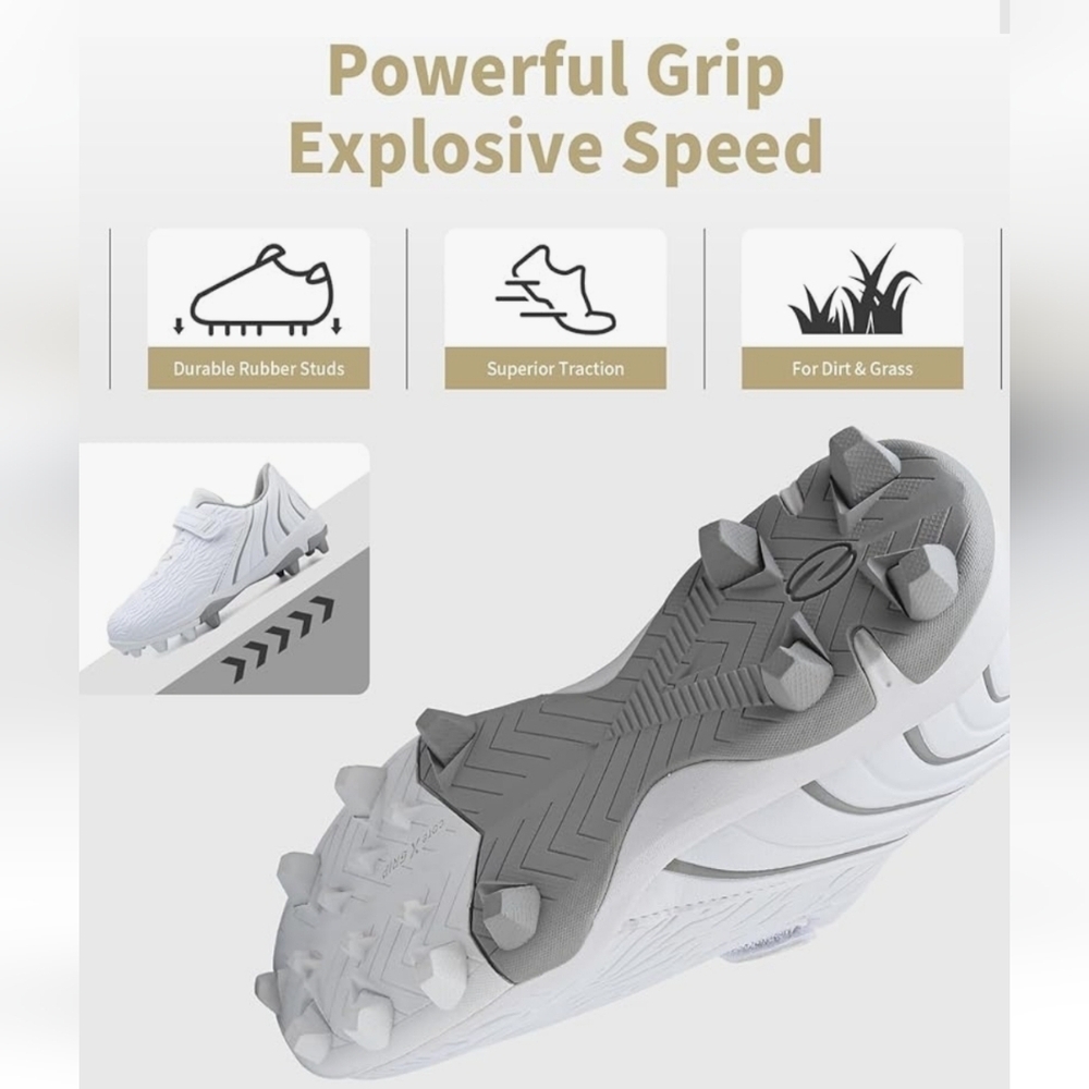 Softball Cleats Turf Baseball Shoes for Youth Lightweight - Picture 3 of 12